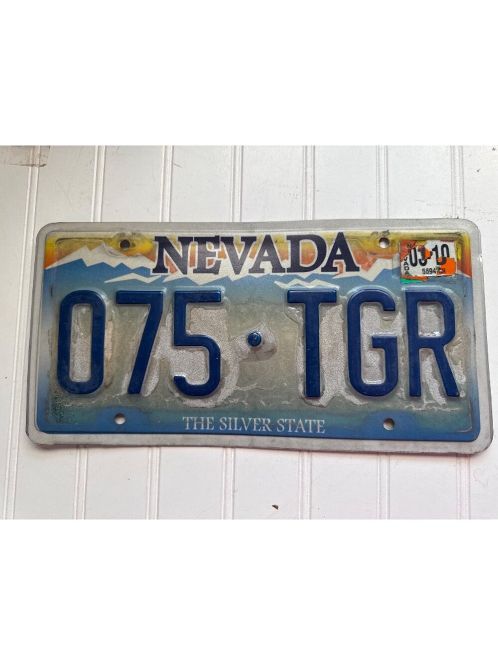 2010 Nevada License Plate 075 TGR Silver State Road Worn Auto Tag